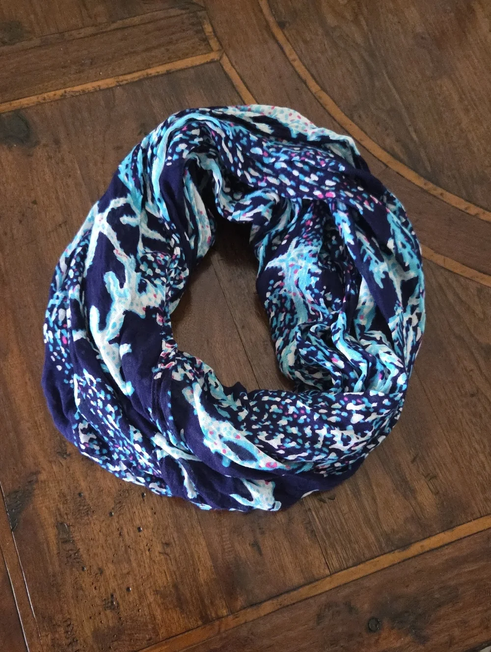 Lilly Pulitzer Navy Sealife Pattern Infinity Scarf